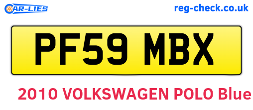 PF59MBX are the vehicle registration plates.