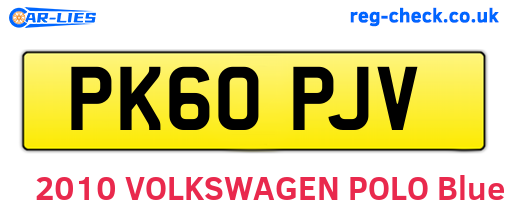 PK60PJV are the vehicle registration plates.