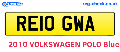 RE10GWA are the vehicle registration plates.
