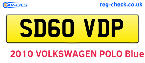 SD60VDP are the vehicle registration plates.