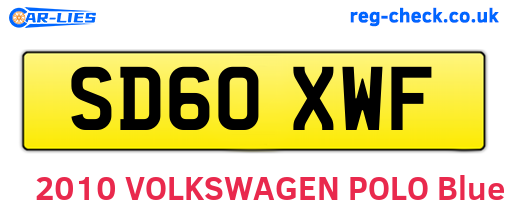 SD60XWF are the vehicle registration plates.