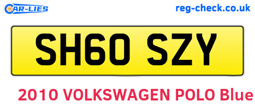 SH60SZY are the vehicle registration plates.