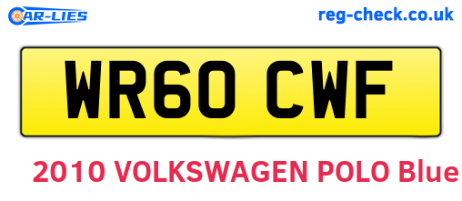 WR60CWF are the vehicle registration plates.