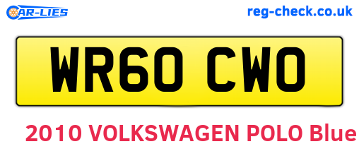 WR60CWO are the vehicle registration plates.