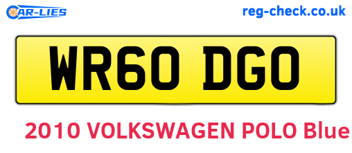 WR60DGO are the vehicle registration plates.