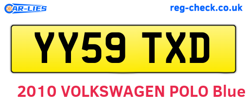 YY59TXD are the vehicle registration plates.