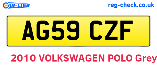 AG59CZF are the vehicle registration plates.