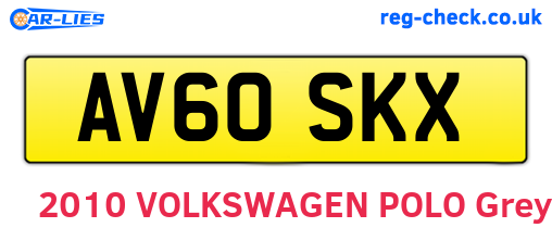 AV60SKX are the vehicle registration plates.