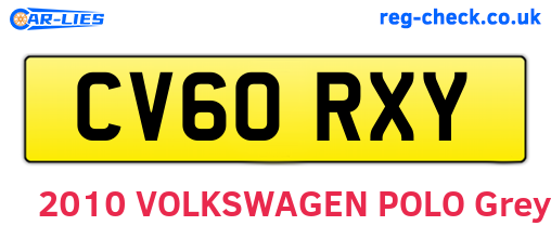 CV60RXY are the vehicle registration plates.