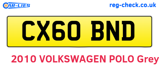 CX60BND are the vehicle registration plates.