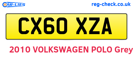 CX60XZA are the vehicle registration plates.