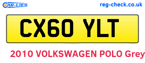 CX60YLT are the vehicle registration plates.