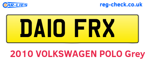 DA10FRX are the vehicle registration plates.