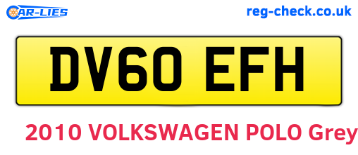DV60EFH are the vehicle registration plates.