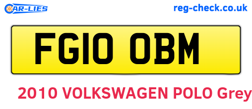 FG10OBM are the vehicle registration plates.