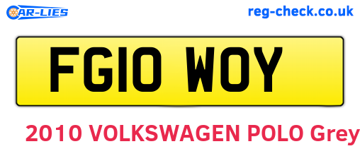 FG10WOY are the vehicle registration plates.