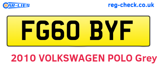FG60BYF are the vehicle registration plates.