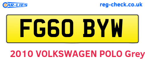 FG60BYW are the vehicle registration plates.