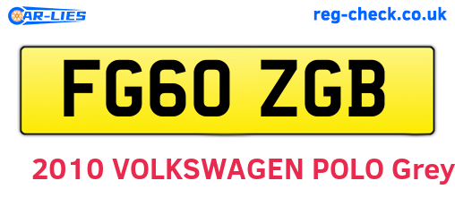 FG60ZGB are the vehicle registration plates.