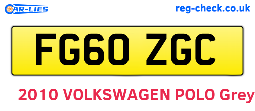 FG60ZGC are the vehicle registration plates.