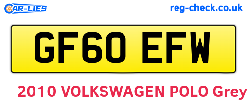 GF60EFW are the vehicle registration plates.