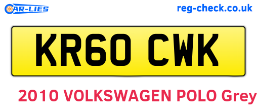 KR60CWK are the vehicle registration plates.