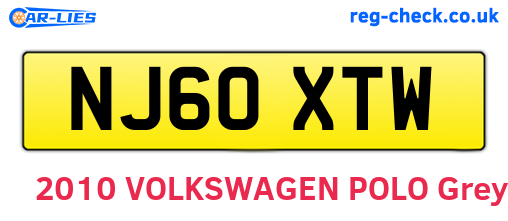 NJ60XTW are the vehicle registration plates.