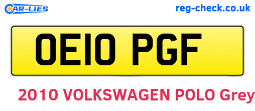 OE10PGF are the vehicle registration plates.