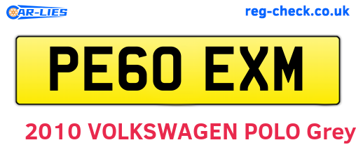 PE60EXM are the vehicle registration plates.