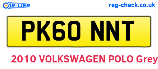 PK60NNT are the vehicle registration plates.