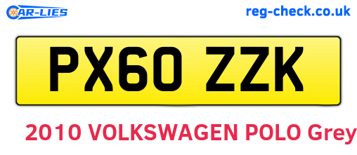 PX60ZZK are the vehicle registration plates.