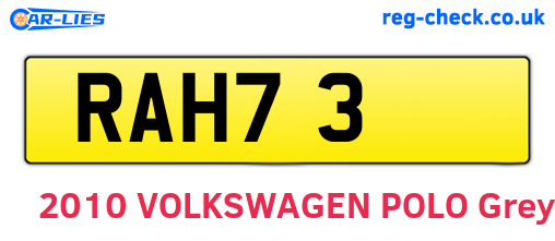 RAH73 are the vehicle registration plates.