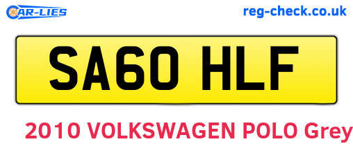 SA60HLF are the vehicle registration plates.