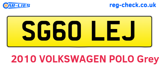 SG60LEJ are the vehicle registration plates.