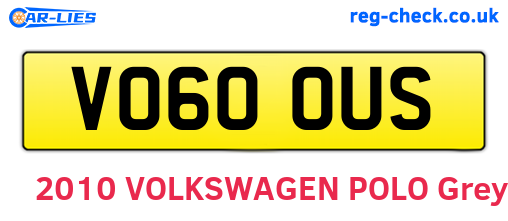 VO60OUS are the vehicle registration plates.