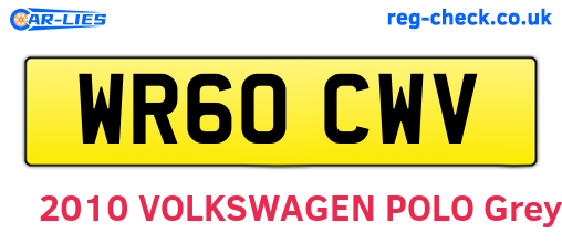 WR60CWV are the vehicle registration plates.