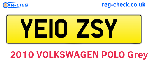 YE10ZSY are the vehicle registration plates.