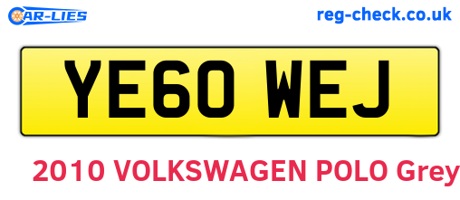 YE60WEJ are the vehicle registration plates.