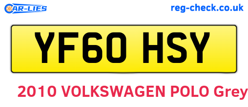 YF60HSY are the vehicle registration plates.