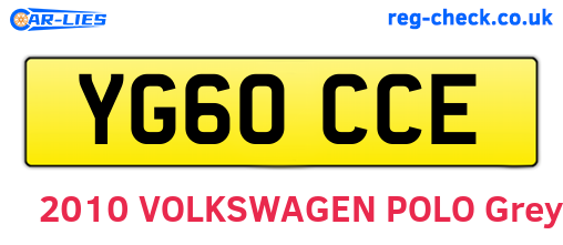 YG60CCE are the vehicle registration plates.