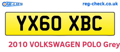 YX60XBC are the vehicle registration plates.