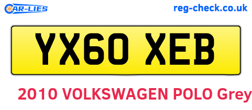 YX60XEB are the vehicle registration plates.