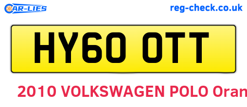 HY60OTT are the vehicle registration plates.
