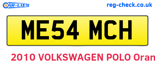 ME54MCH are the vehicle registration plates.