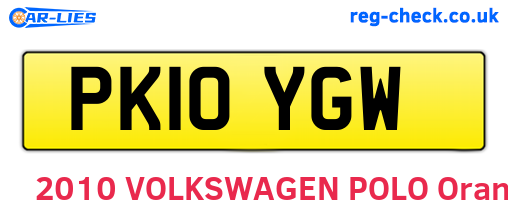 PK10YGW are the vehicle registration plates.