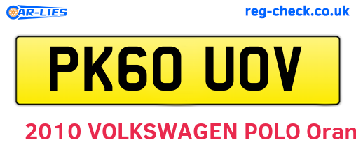 PK60UOV are the vehicle registration plates.