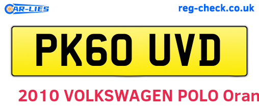 PK60UVD are the vehicle registration plates.