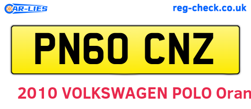 PN60CNZ are the vehicle registration plates.