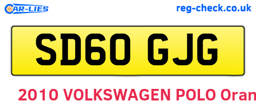 SD60GJG are the vehicle registration plates.