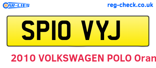 SP10VYJ are the vehicle registration plates.